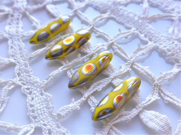 Dagger Yellow Metal Dotto Czech Beads4 捷克玻璃珠 第2張的照片