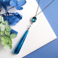 ドイツ産 インディゴ・ブルーのロングスティック ネックレス【長さ変更