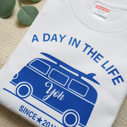 ＜ロンパースへ変更可能＞名前入り「SURF BUS」Tシャツ (親子リンク/父の日/出産祝/家族リンク/家族コーデ) 10枚目の画像