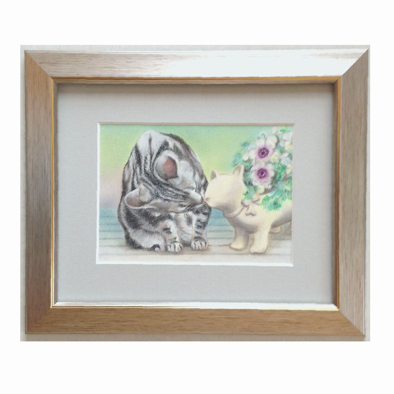 チュッ！（パステル画 原画） 絵画 にゃんずら 通販 5311837