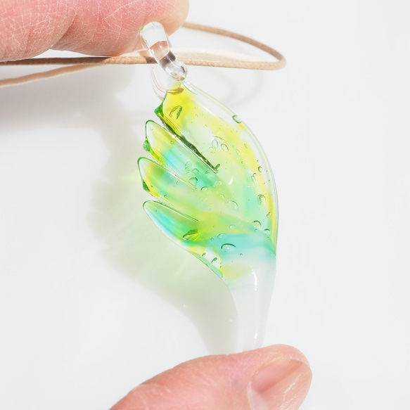 [特別]玻璃翅膀「Tsubasa [綠色]」項鍊[可以選擇顏色和繩子長度][定制]≪免運費≫ 第4張的照片