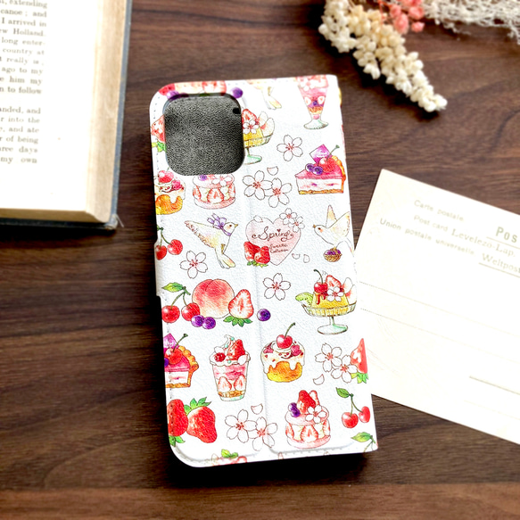 Spring Sweets Colle 筆記本型智慧型手機保護殼（適用於所有 iPhone/Android 型號） 春季櫻花和草 第2張的照片