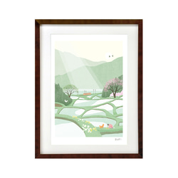 風景画『月光と海』／印刷物・A4サイズ・額縁等はついており