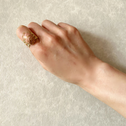 ヴィンテージピンクカボションのリング【アンティーク･指輪･上品･春･桜】｛RRG-162｝ 6枚目の画像