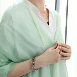 cotton ＆ silk ＆ green★hand-dyed stole T19356 第2張的照片