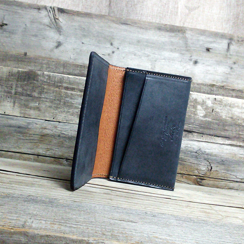 [名入可] 名刺入れ薄型 --- 国産牛革ロロマ [ネイビー]