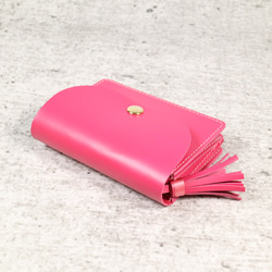 可愛い　コンパクト財布　アコーデオン　大容量　ピンク　ミニ財布　タッセル 7枚目の画像