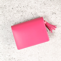 可愛い　コンパクト財布　アコーデオン　大容量　ピンク　ミニ財布　タッセル 9枚目の画像