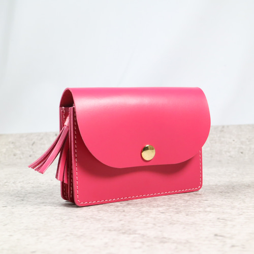 可愛い コンパクト財布 アコーデオン 大容量 ピンク ミニ財布 タッセル  