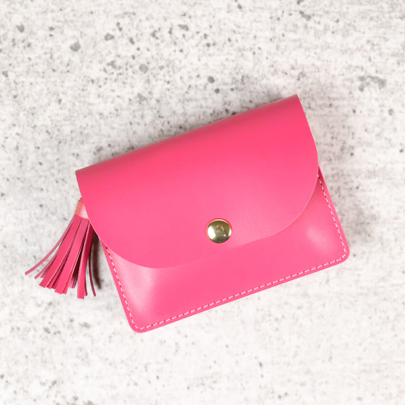 可愛い　コンパクト財布　アコーデオン　大容量　ピンク　ミニ財布　タッセル 8枚目の画像