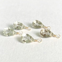 【天然石チャーム】宝石質グリーンアメジスト　14kgf 　1個　ハンドメイド素材 3枚目の画像