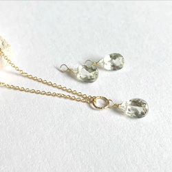 【天然石チャーム】宝石質グリーンアメジスト　14kgf 　1個　ハンドメイド素材 2枚目の画像