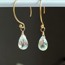 【天然石チャーム】宝石質グリーンアメジスト　14kgf 　1個　ハンドメイド素材 4枚目の画像