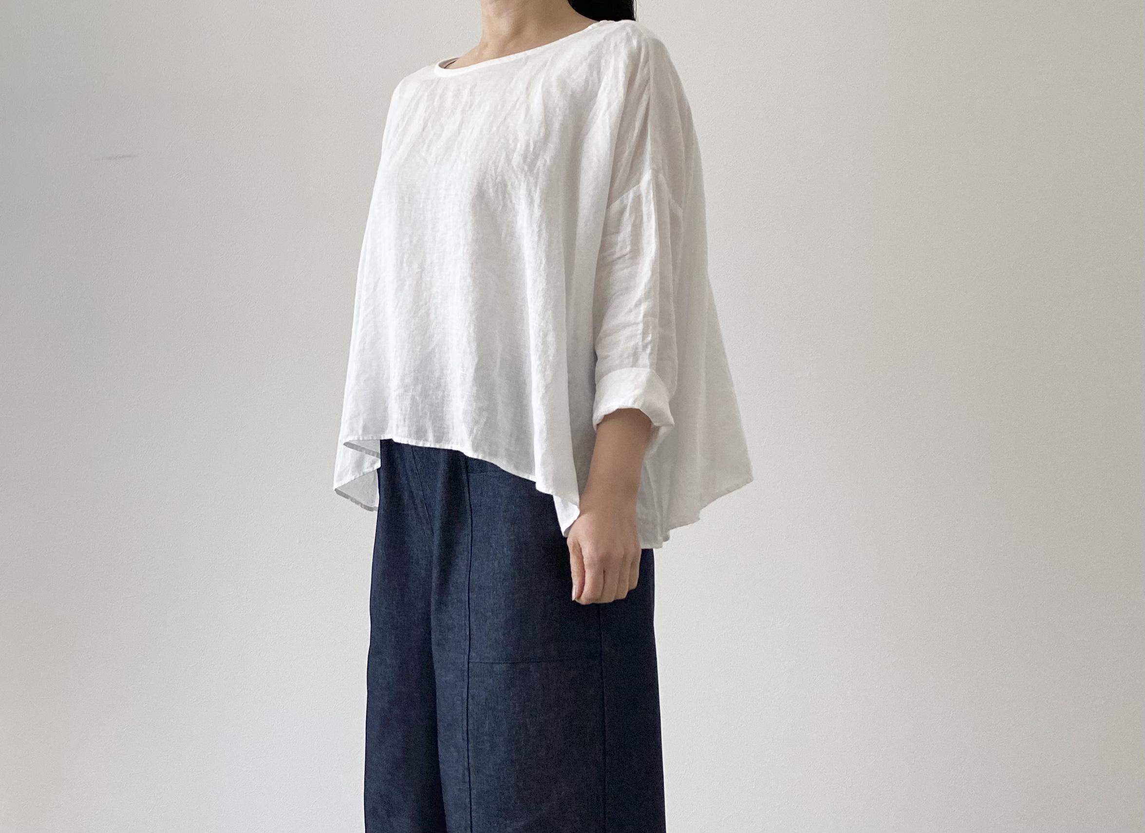 ナチュラルリネンテントラインブラウス