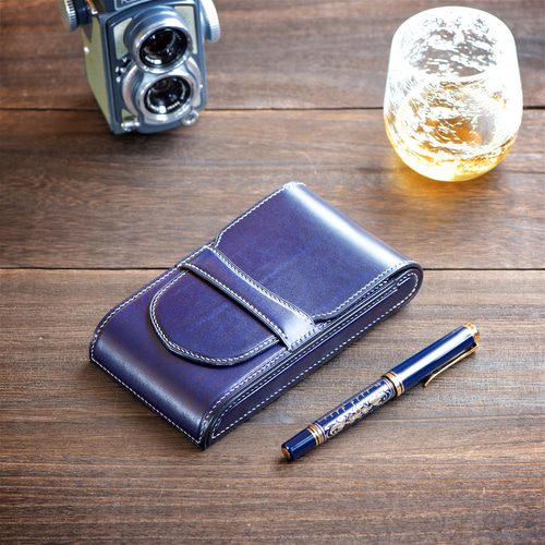 駒合わせ縫い万年筆ケース4本挿し カラーオーダー ペンケース 革小物