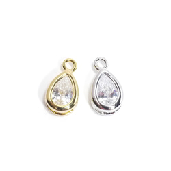 再次上架【2 pieces】Simple Drop Shape CZ Silver Charm NF 第4張的照片