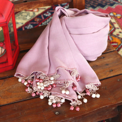 [Made to order] OYA Pashmina shawl [CHERRY] Foggy Rose 第6張的照片