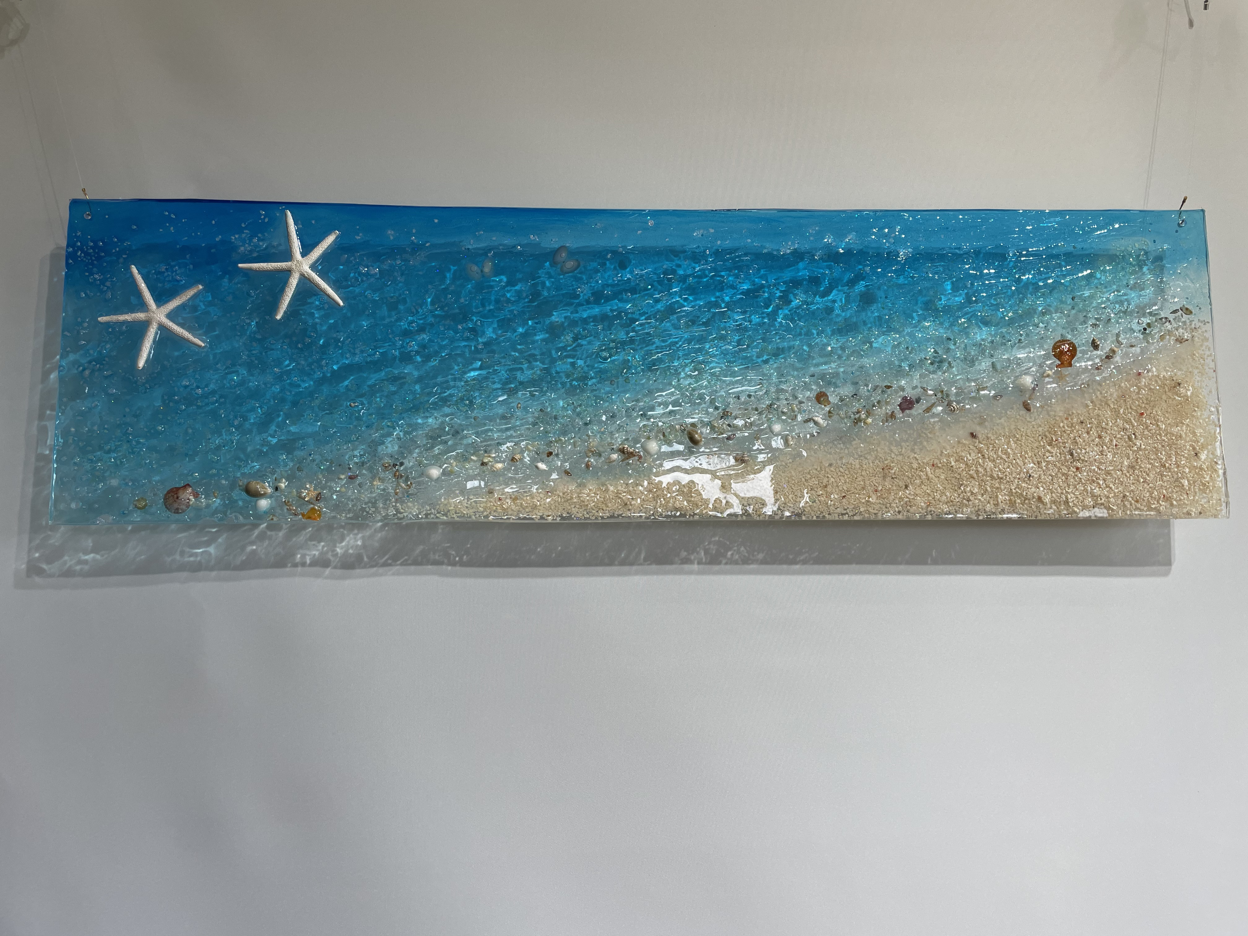 壁掛けアートパネル 海 ブルーシーのビーチ スターフィッシュ 貝殻