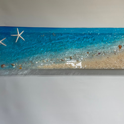 壁掛けアートパネル 海  ブルーシーのビーチ スターフィッシュ  貝殻90×25 1枚目の画像