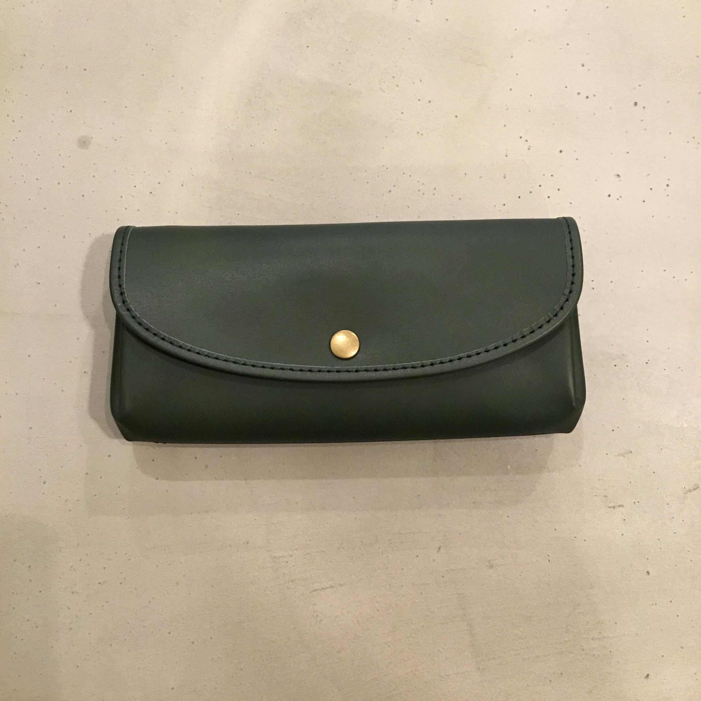 牛革ジャバラ長財布「グリーン」