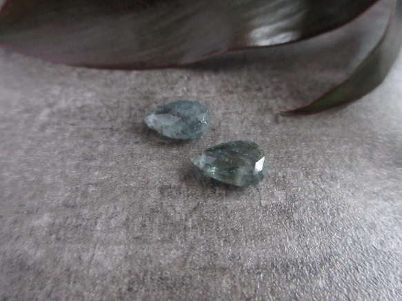 【三月生日石】11mm“苔蘚海藍寶石”吊墜耳環/耳環 第11張的照片