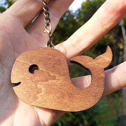 手作り木製キーホルダー【ファニークジラ】 5枚目の画像