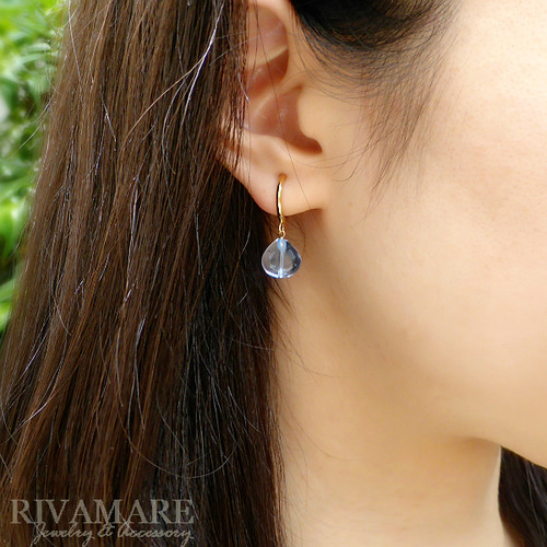 石言葉「ピュアな自分に戻る」ブルークォーツピアス マロンカット