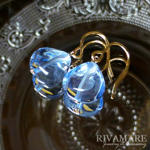 石言葉「ピュアな自分に戻る」ブルークォーツピアス マロンカット