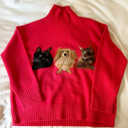 受注制作　お絵描き刺繍　大: お手持ちのニットに羊毛で刺繍をいたします。（中サイズ2つもこちらです。) 19枚目の画像