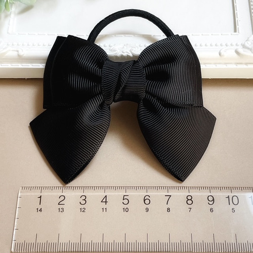 ブラック リボン ヘアゴム ヘアアクセサリー 定番 黒 シンプル 髪飾り