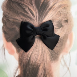 ブラック リボン ヘアゴム ヘアアクセサリー 定番 黒 シンプル 髪飾り 7枚目の画像