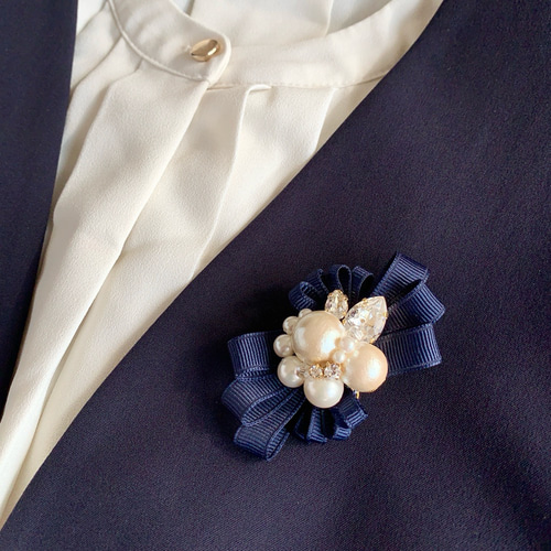 特集掲載＊選べる5色】ナチュラル/祝福のリボンブローチ 結婚式 七五三