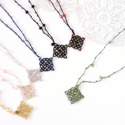 OYA Tatting lace 50cm necklace [RHOMBUS] Black 第6張的照片