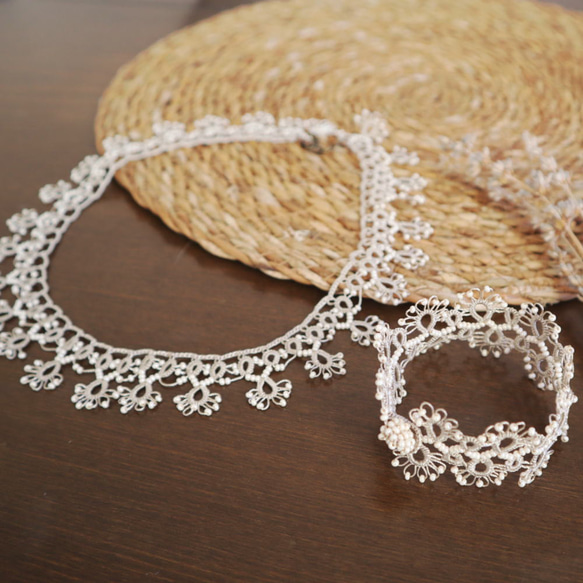 OYA Tatting lace 43cm Necklace [LACE] Cappucino 第4張的照片