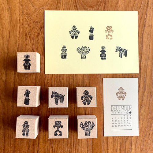 送料無料☆1点限り 縄文時代古墳時代 埴輪土偶セット 台座付き