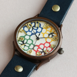 國產京畿道錶盤花4色WJ-004 L大小日本製造手工製作的手錶To木皮革 第3張的照片