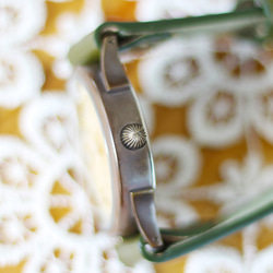 國產Kyochiyogami錶盤條紋綠色WJ-004 L尺寸MADE IN JAPAN手工手錶chi木皮革 第4張的照片