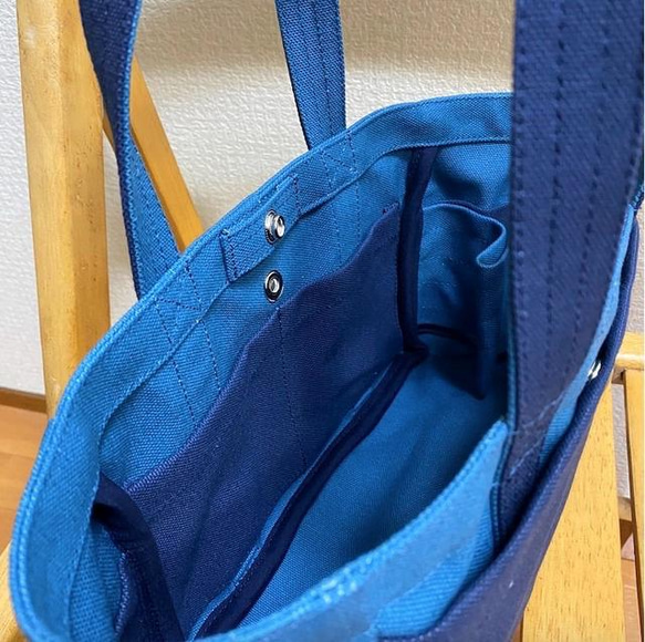 「Box Tote 」迷你尺寸「礦物藍 x 海軍藍 (海軍藍 ) 」/帆布手提袋 /倉敷帆布 No.8 [定做] 第5張的照片