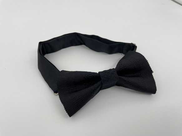 正品築前博多織進貢圖案原創領結黑色正式婚禮派對活動黑色領帶 第3張的照片
