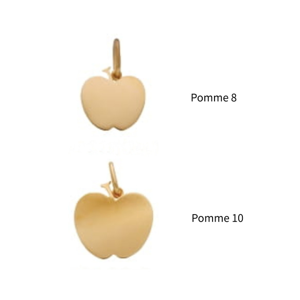 【Pomme 8-10】K10/K18 幸せの林檎 名入れ誕生日刻印　 ペンダントトップ　受注制作 3枚目の画像