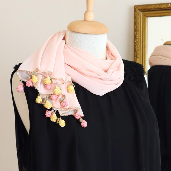 OYA Chiffon shawl [ROSE] Coral Pink 第1張的照片