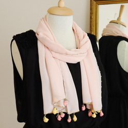OYA Chiffon shawl [ROSE] Coral Pink 第4張的照片
