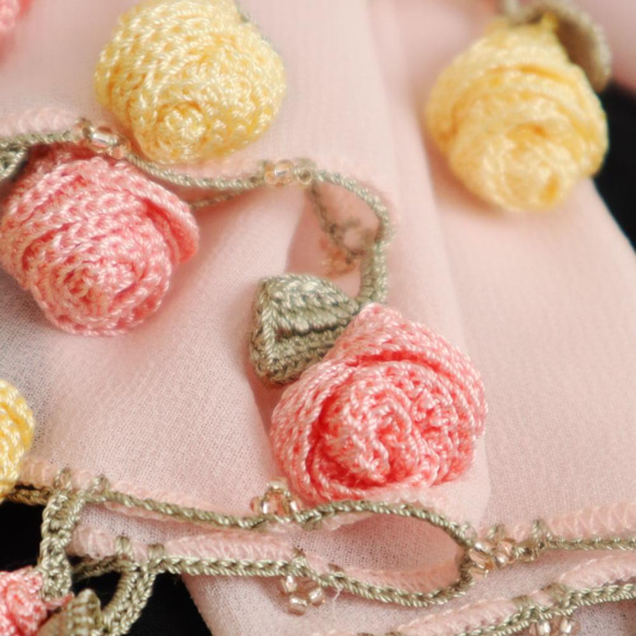 OYA Chiffon shawl [ROSE] Coral Pink 第3張的照片