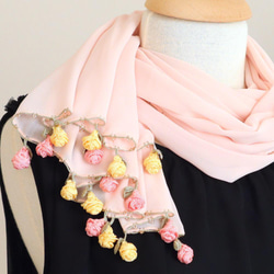 OYA Chiffon shawl [ROSE] Coral Pink 第2張的照片