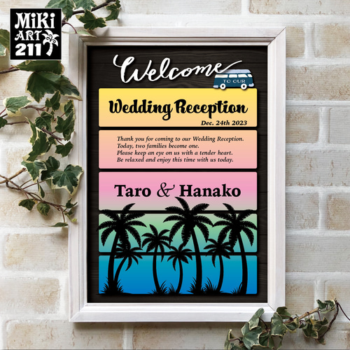 結婚式ウェルカムボード✦ブルーデニム調✦名前入れ✦インディゴ