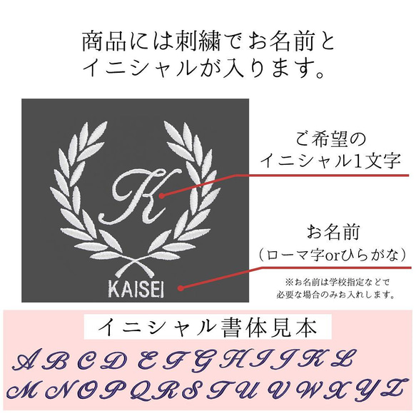 名入れ レッスンバック・シューズケース・体操着袋の3点セット【ストライプ赤 葉】 8枚目の画像