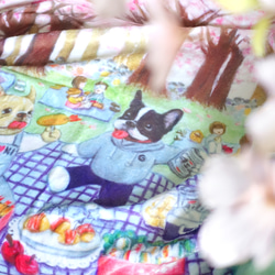 [暖かい桜の毛布]フレンチブルドッグ フランネルエアコンキルト|毛布|ペットマット 3枚目の画像