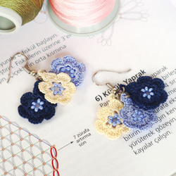 OYA crochet earrings [MARY] Sailor Blue 第3張的照片