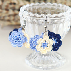 OYA crochet earrings [MARY] Sailor Blue 第2張的照片