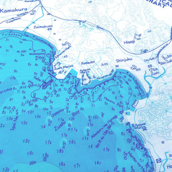 大好きな海を身に着けよう。マップスカーフ　江の島・逗子・葉山・長者が崎海図 『晴れやかブルー2024』 4枚目の画像